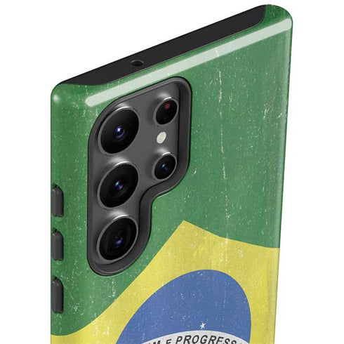 Brazil Flag Distressed Galaxy S23 Ultra Pro Case